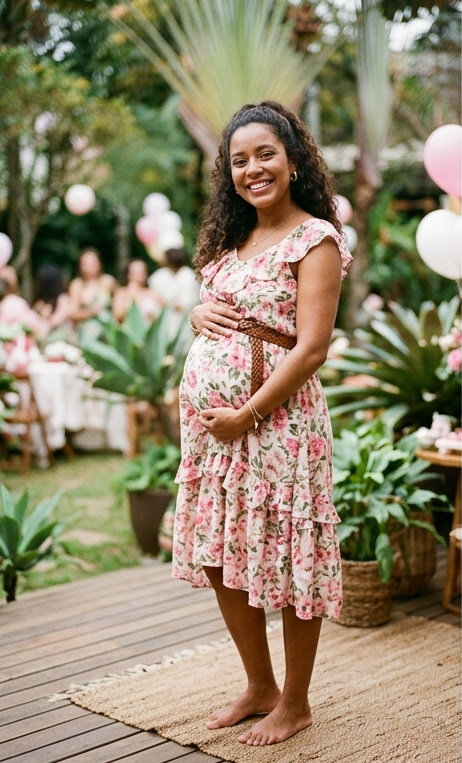 Mulher grávida sorrindo